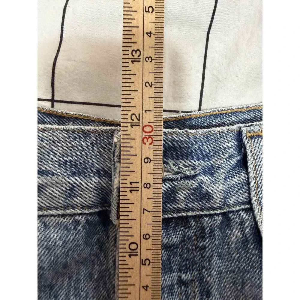Agolde 90s Mid Rise Loose Fit Jeans Women's 27 Blue Denim Distressed Button Fly